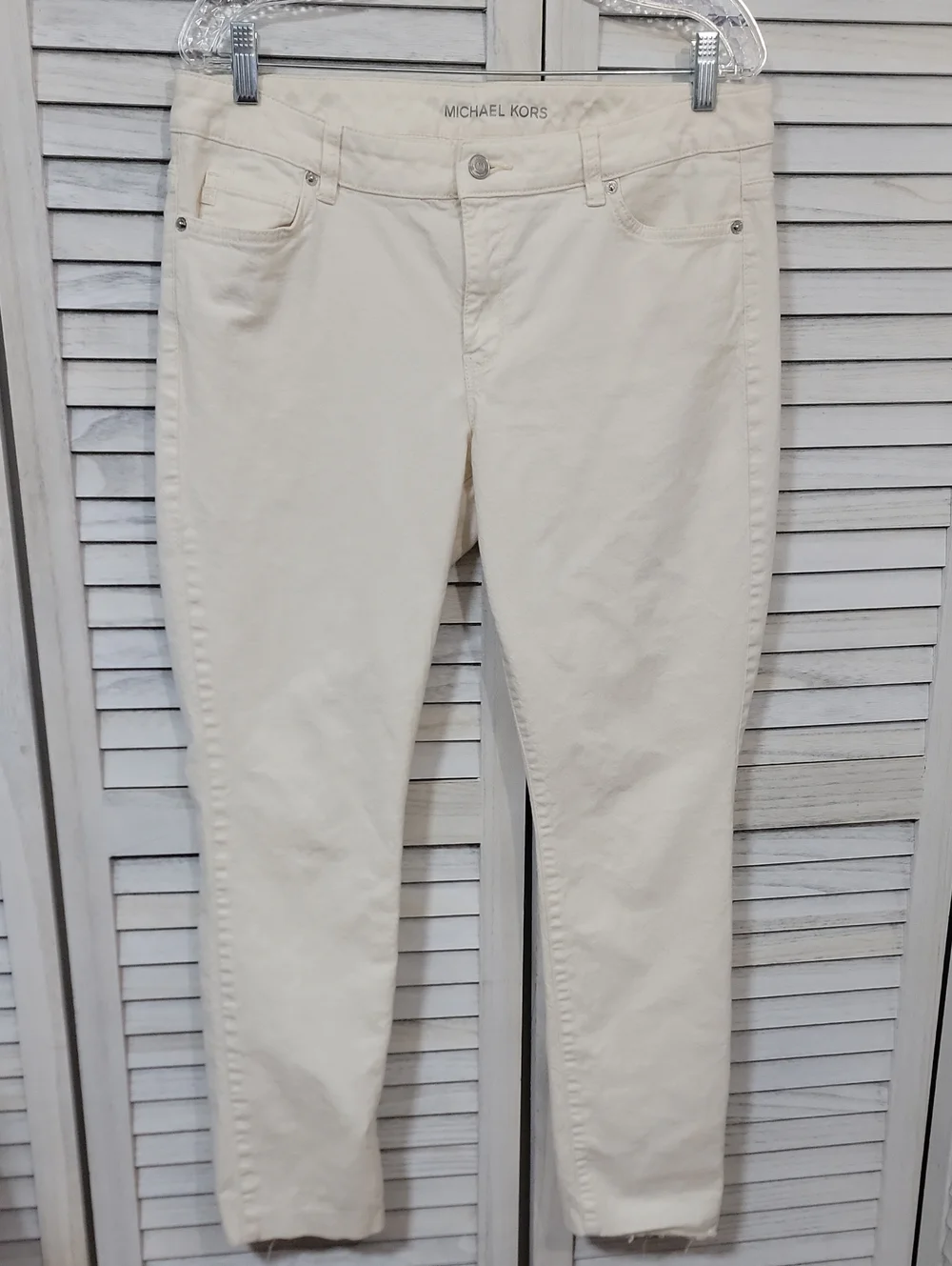 Michael Kors Off-White Cream Skinny Jeans Slim Fit Stretch - Picture 1 of 17